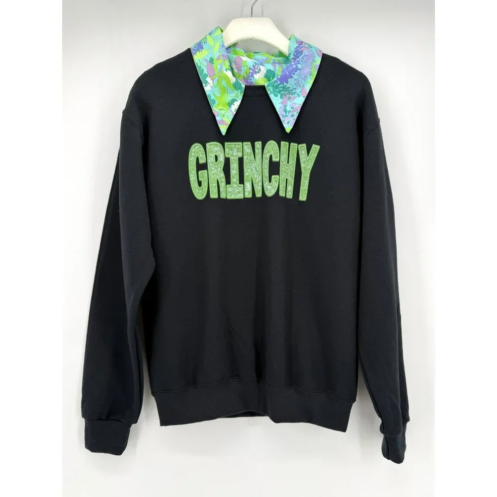 Grinchy Screen Print Black Sweatshirt NEW S - Picture 6 of 7